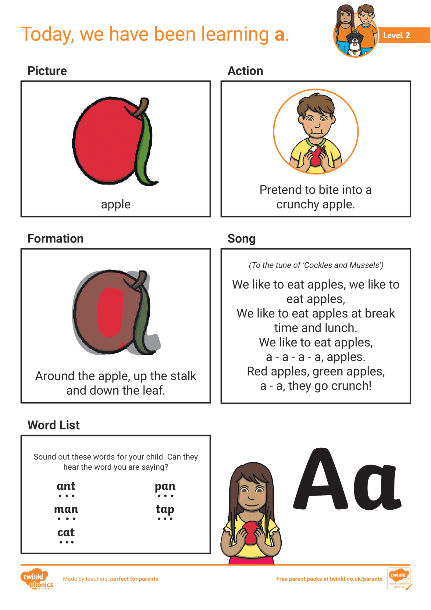 Image of Phonics Level 2 - Week 1 - 'a'.