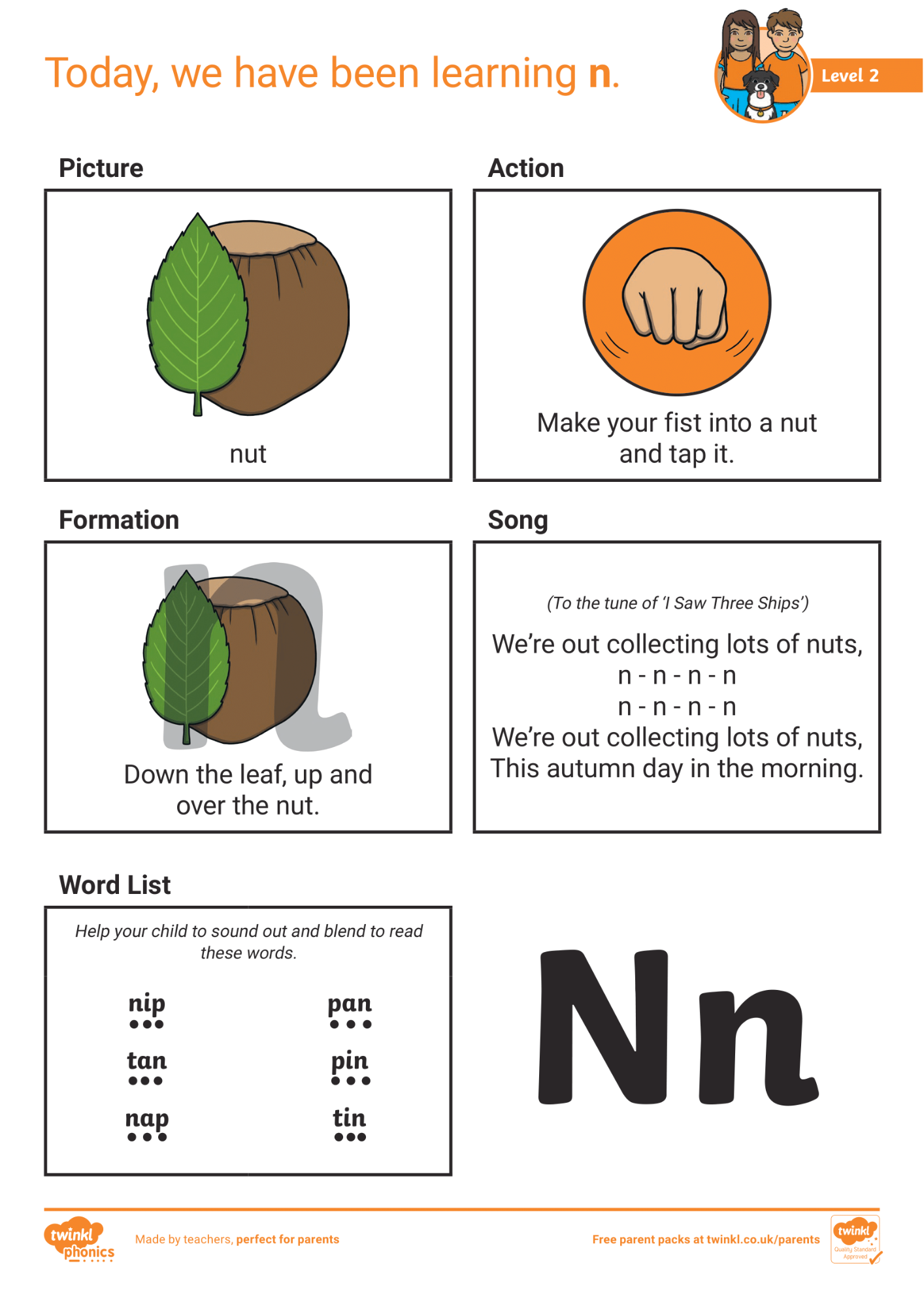 Image of Phonics Level 2 - Week 2 - 'n'.