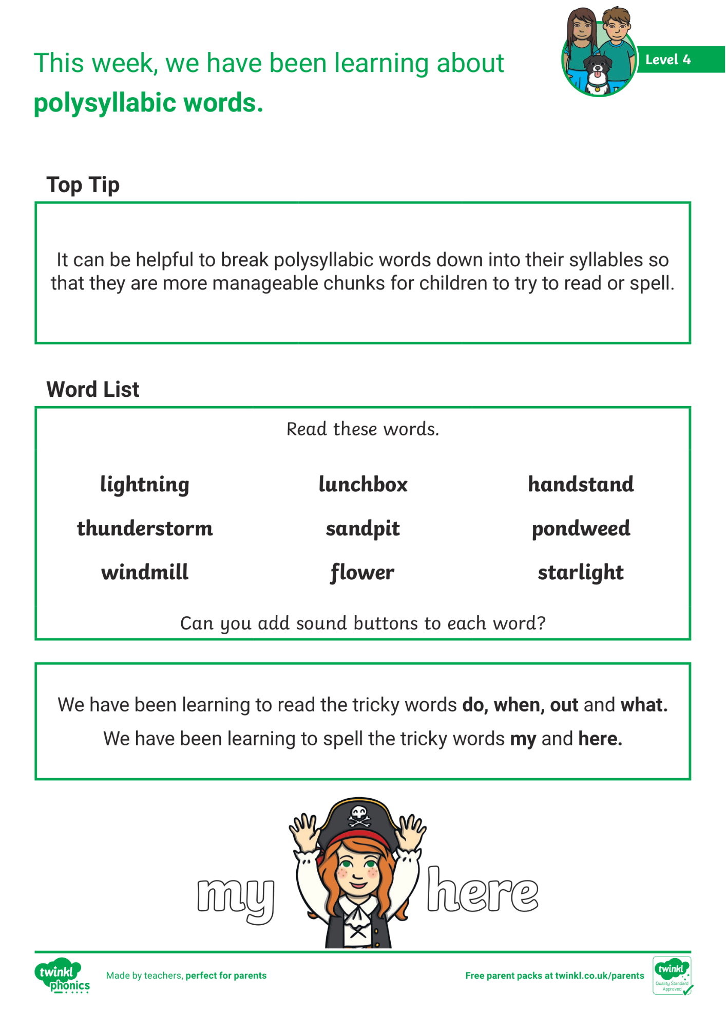 Image of Phonics Level 4 - Week 4 - Polysyllabic Words.