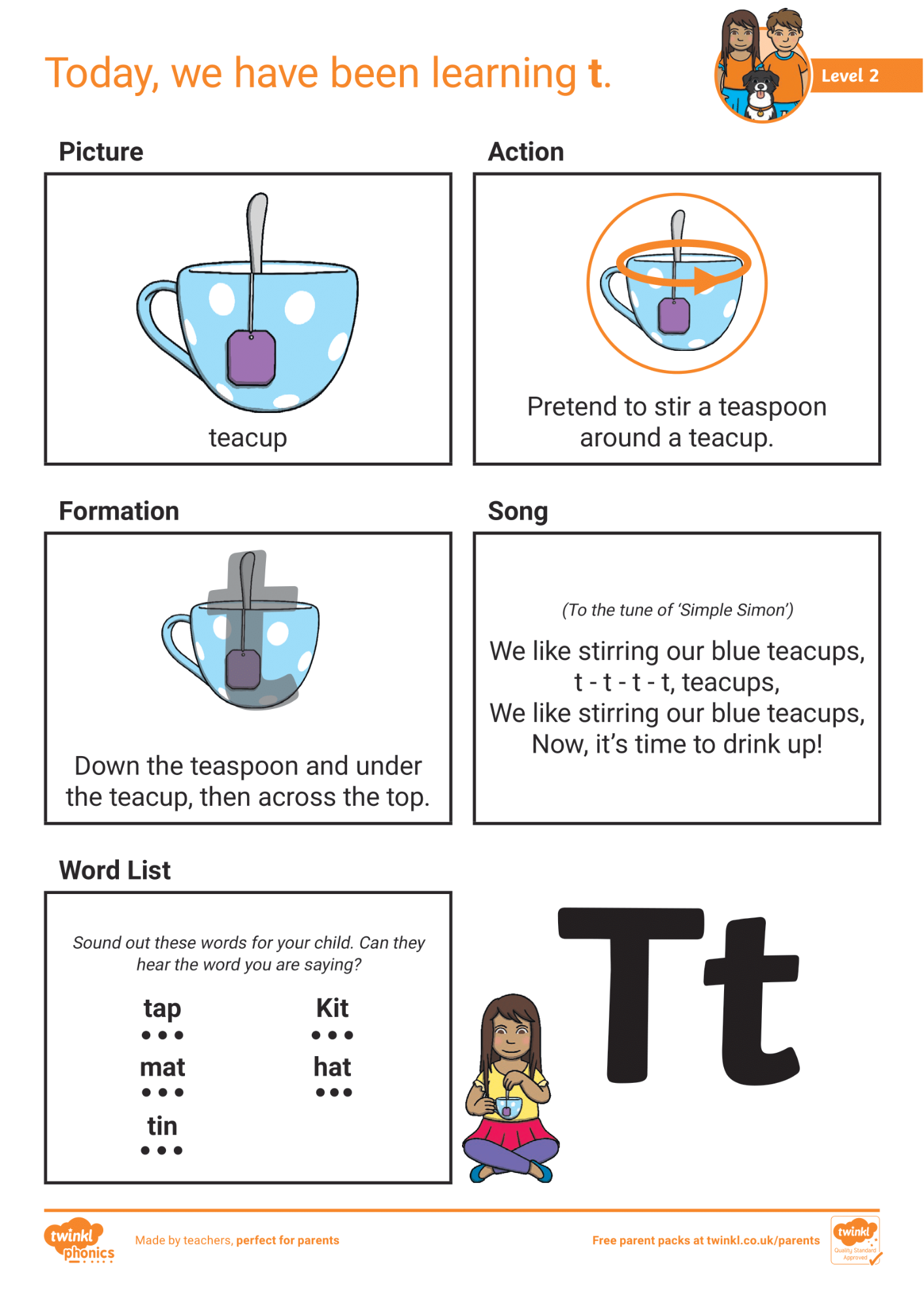 Image of Phonics Level 2 - Week 1 - 't'.