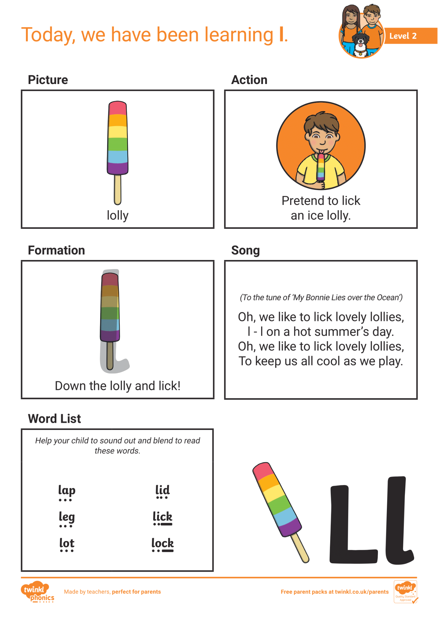 Image of Phonics Level 2 - Week 5 - 'l'.