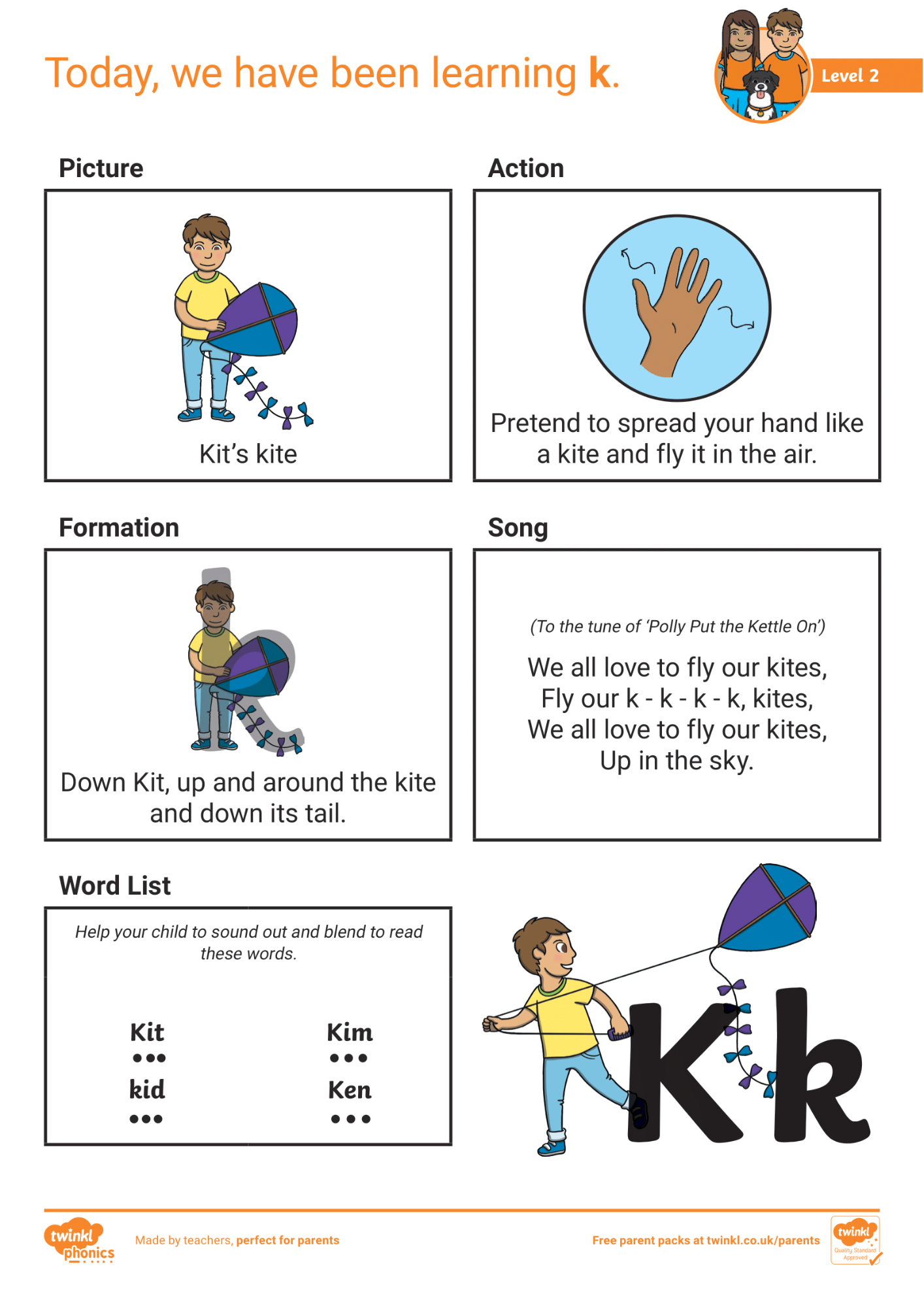 Image of Phonics Level 2 - Week 3 - 'k'.