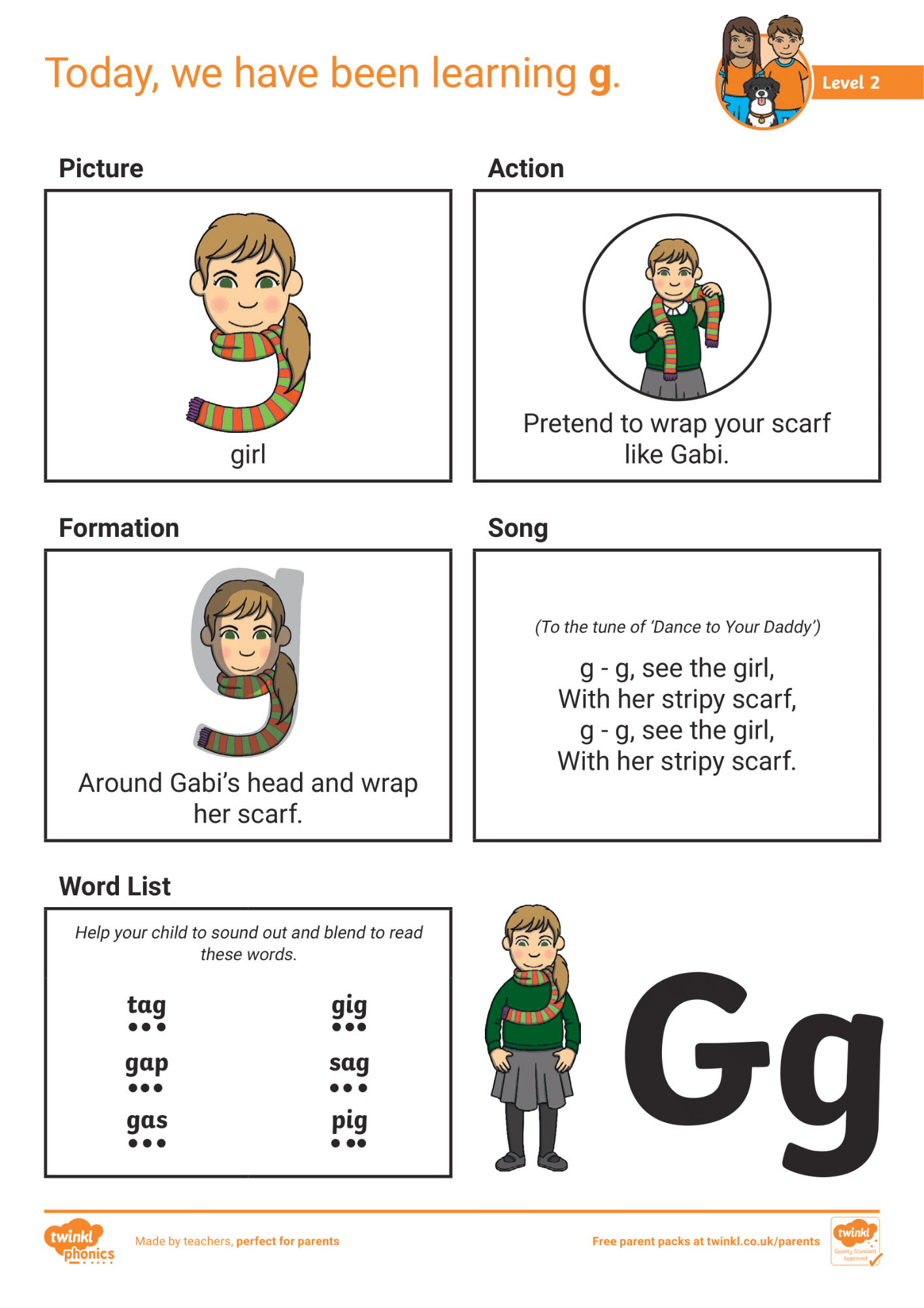 Image of Phonics Level 2 - Week 3 - 'g'.