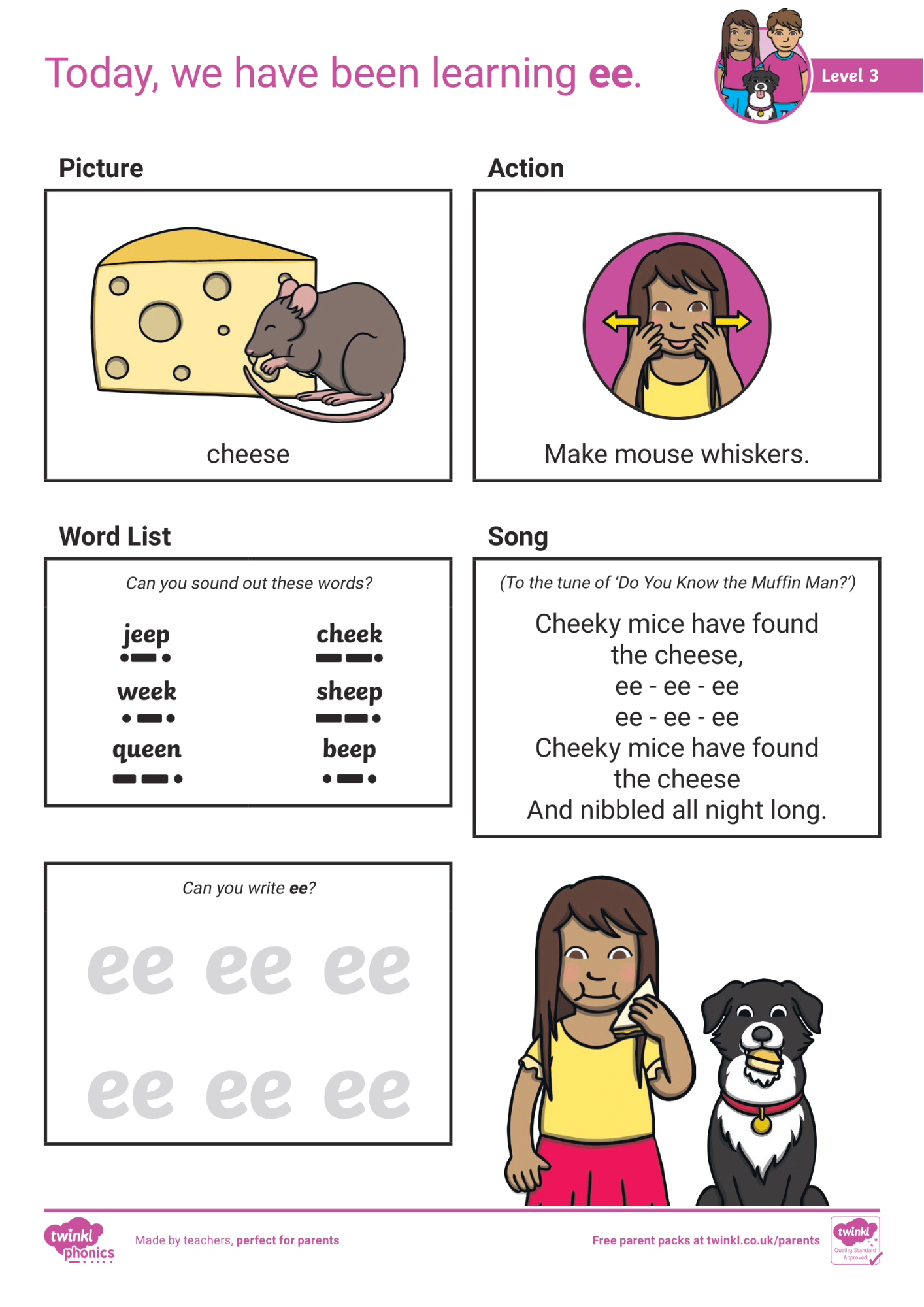 Image of Phonics Level 3 - Week 4 - 'ee'.