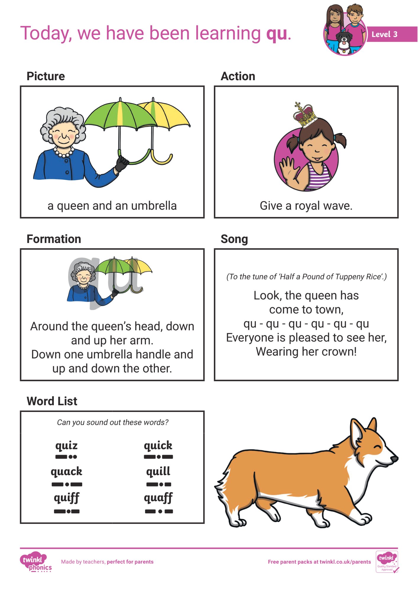 Image of Phonics Level 3 - Week 2 - 'qu'.