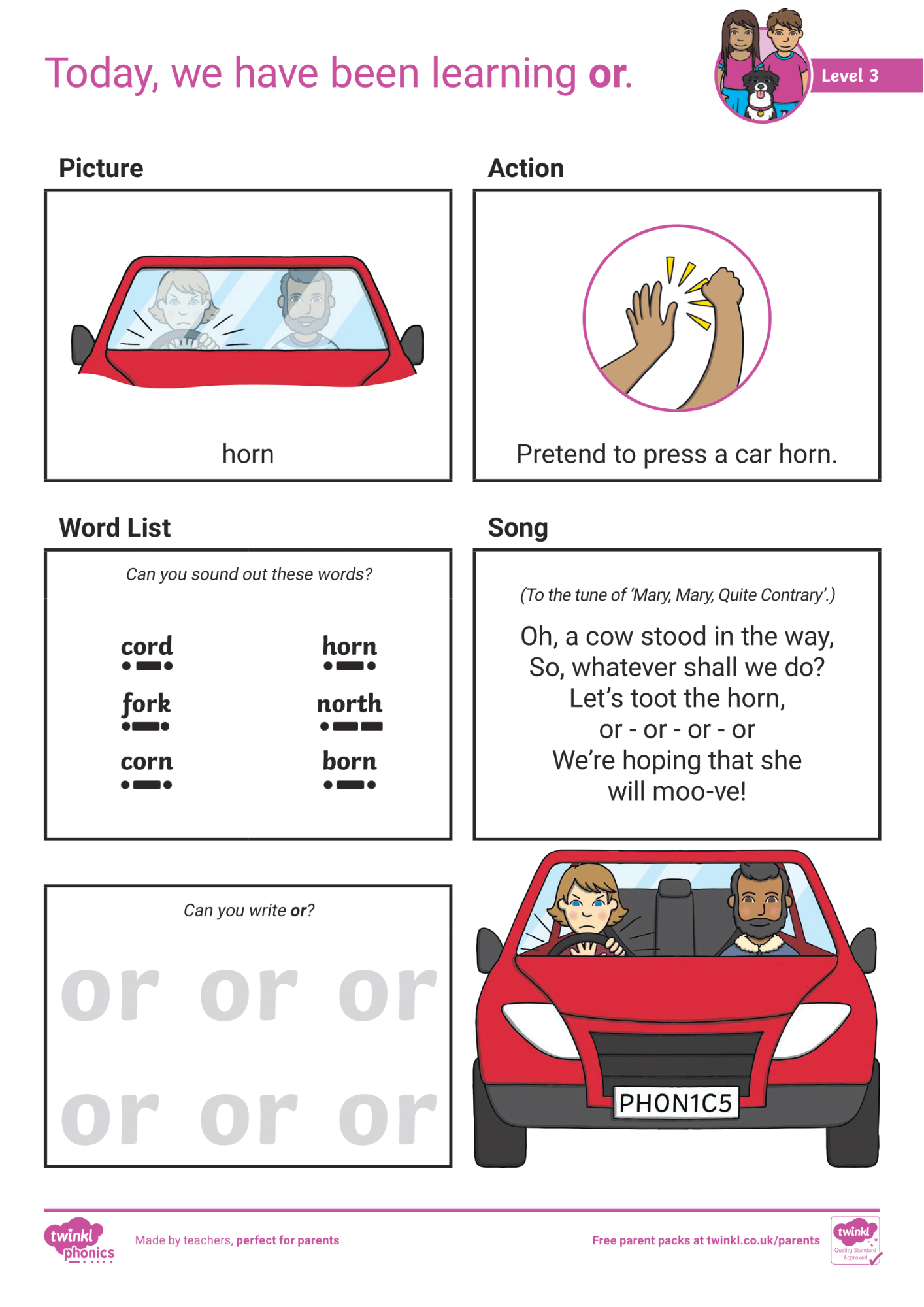 Image of Phonics Level 3 - Week 5 - 'or'.