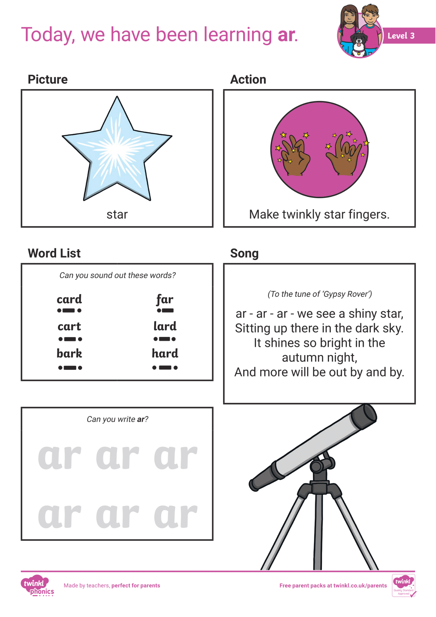 Image of Phonics Level 3 - Week 5 - 'ar'.