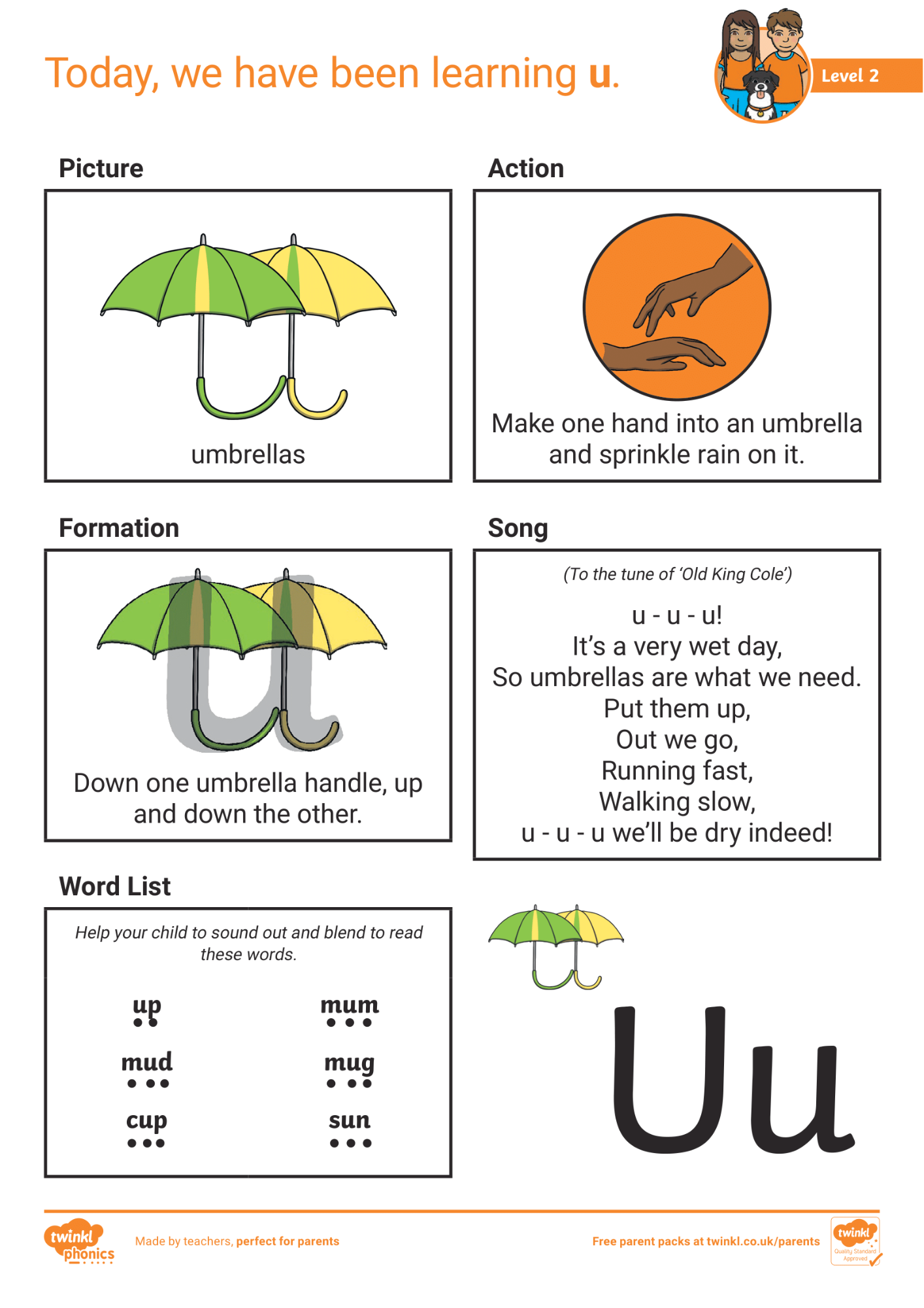 Image of Phonics Level 2 - Week 4 - 'u'.