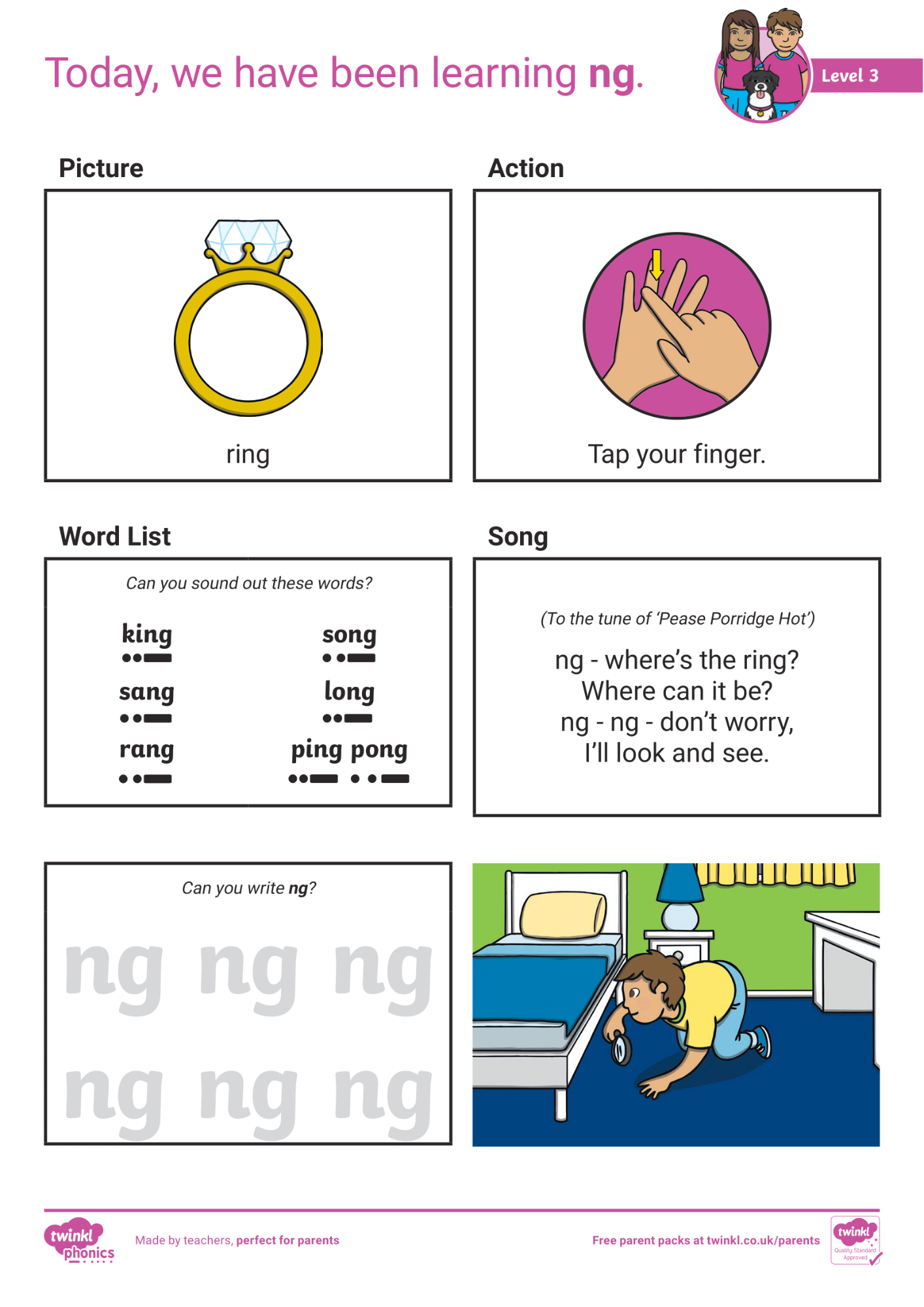 Image of Phonics Level 3 - Week 3 - 'ng'.