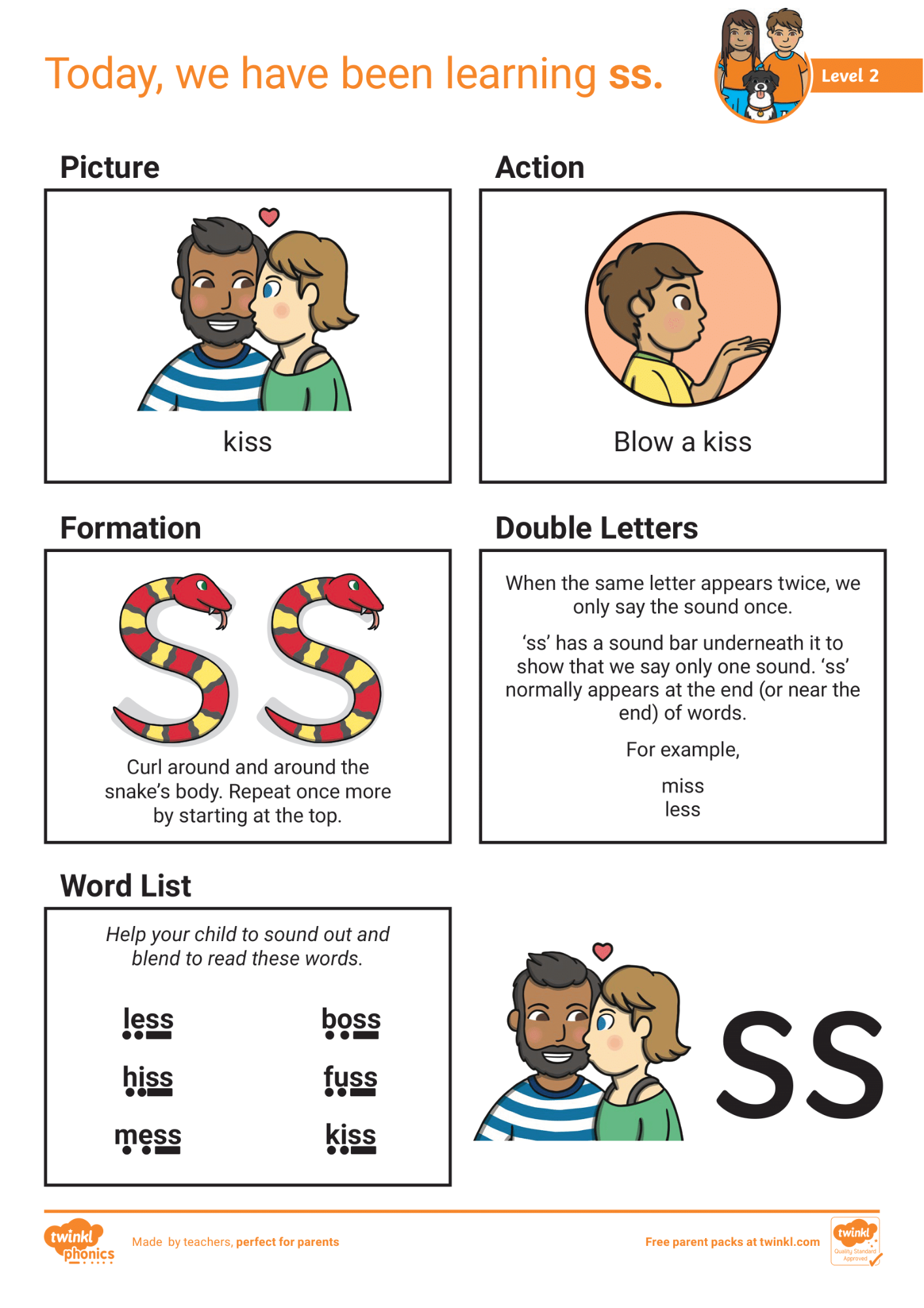 Image of Phonics Level 2 - Week 6 - 'ss'.